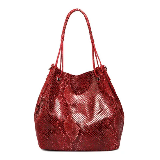 Женские Роскошные Дизайнерские Сумочки из натуральной кожи со змеиным узором, женская сумка через плечо, сумка-мессенджер Mujer - Цвет: Красный