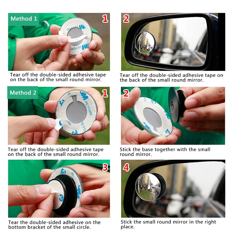 Car blind spot mirror waterproof frameless rotatable convex side mirror new for car truck motorcycle rearview mirror 10166