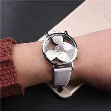 2019 montre femme hot selling personality trend Mickey Mouse double-sided hollowed children's Leather Watch relogio feminino 