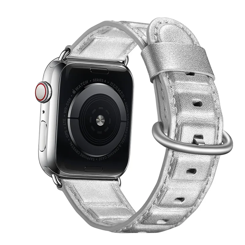 Ремешок кожаный для Apple Watch 4 44 мм 42 40 белый браслет 38 Series 3 2 браслет|Ремешки часов| |