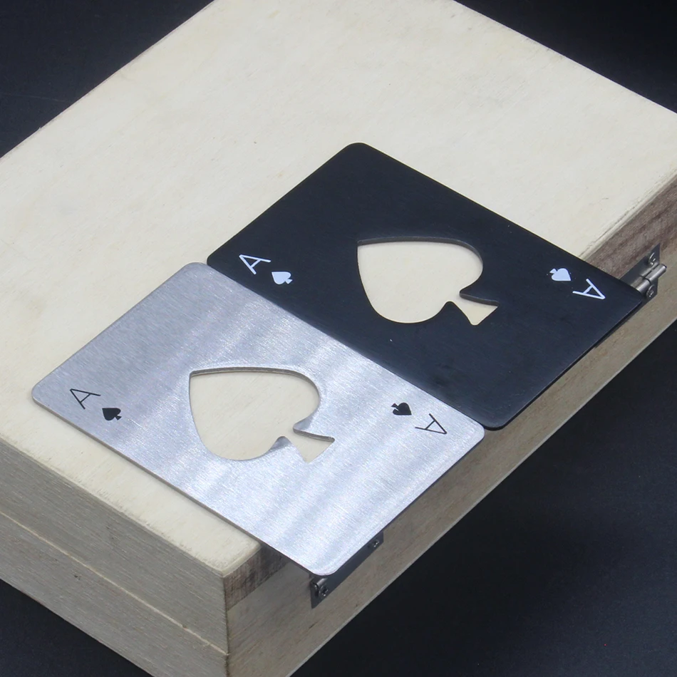 

10Pcs Creative Poker Spades A Opener Credit Card Opener Stainless steel bottle opener Knife Poker Card Spades