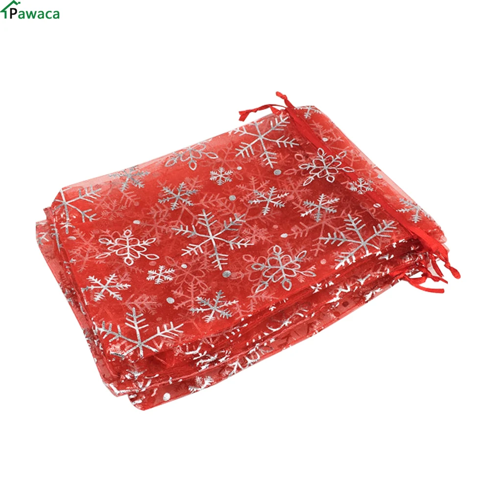 

100pcs Wedding Christmas Gift Pouches Bag Organza Bags Jewelry Packaging Bags Wedding Event Party Decoration Supplies 9x12cm