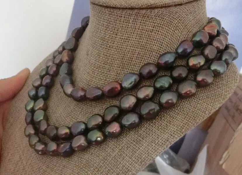 

FREE SHIPPING>>>@@ > N3809 natural 11-13MM Australian south seas black pearl necklace 48inch