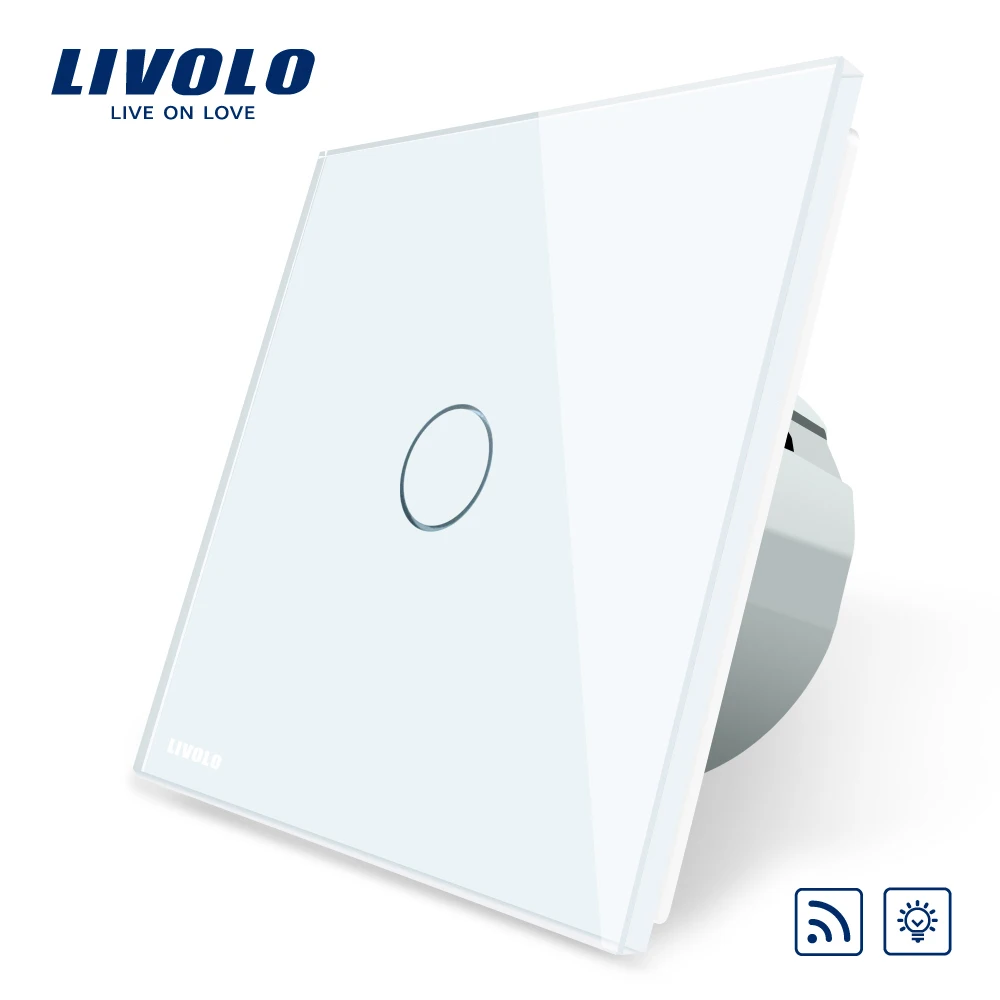 Free Shipping Livolo EU Standard Switch VL C701DR 11 White Crystal Glass Panel AC 110 250V