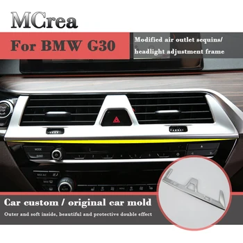

MCrea Auto Car Plating Silver Front Air Vent Cover Headlight Switch Frame Stickers For BMW G30 5 Series 2017 2018 Accessories