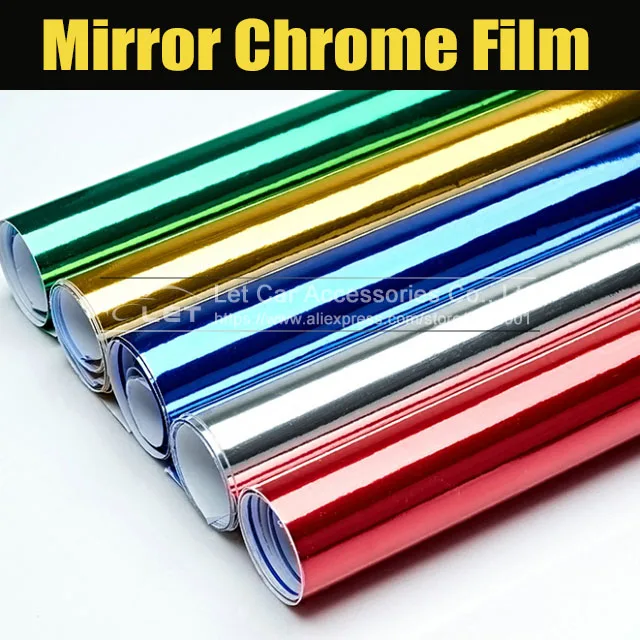 high stretchable silver gold red Chrome Mirror Vinyl Wrap Film Sticker Sheet emblem Car Bike Motor Body Cover | Автомобили и