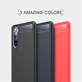 

200pcs/lot Business Case For Sony Xperia 2 Carbon Fiber Brushed TPU Phone Back Case Cover For Sony Xperia 20