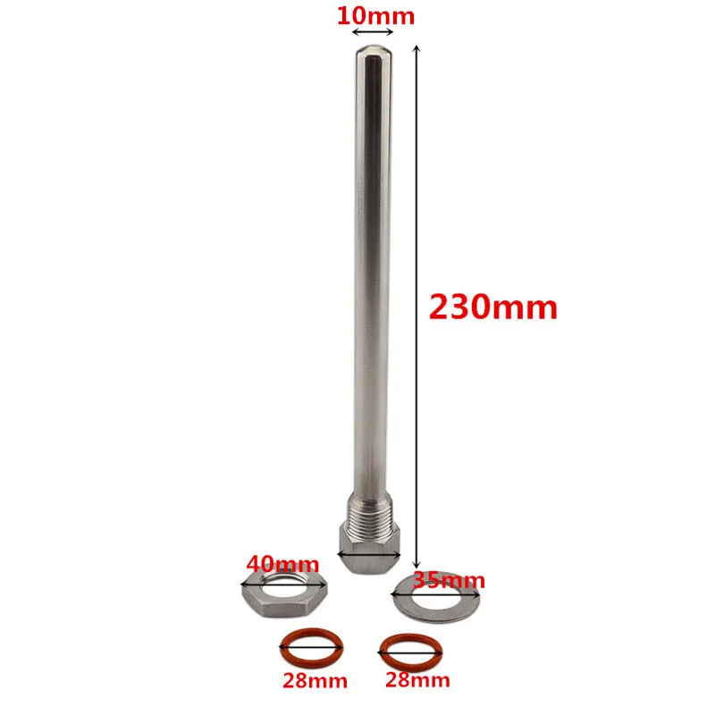 9 بوصة الفولاذ المقاوم للصدأ و Thermowell عدة ، 1/2 ''NPT الموضوع مع قفل الجوز + غسالة + O-حلقة ، المنزل تختمر Weldless معدات سباكة أدوات