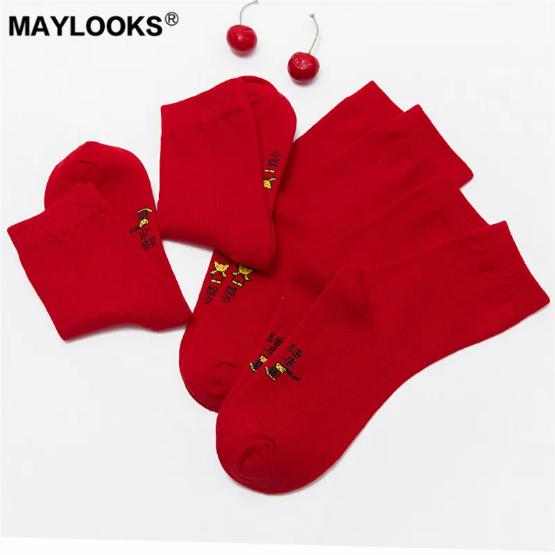 Maylooks красный чёсаный хлопок сезон осень зима носки без пятки Носки natal