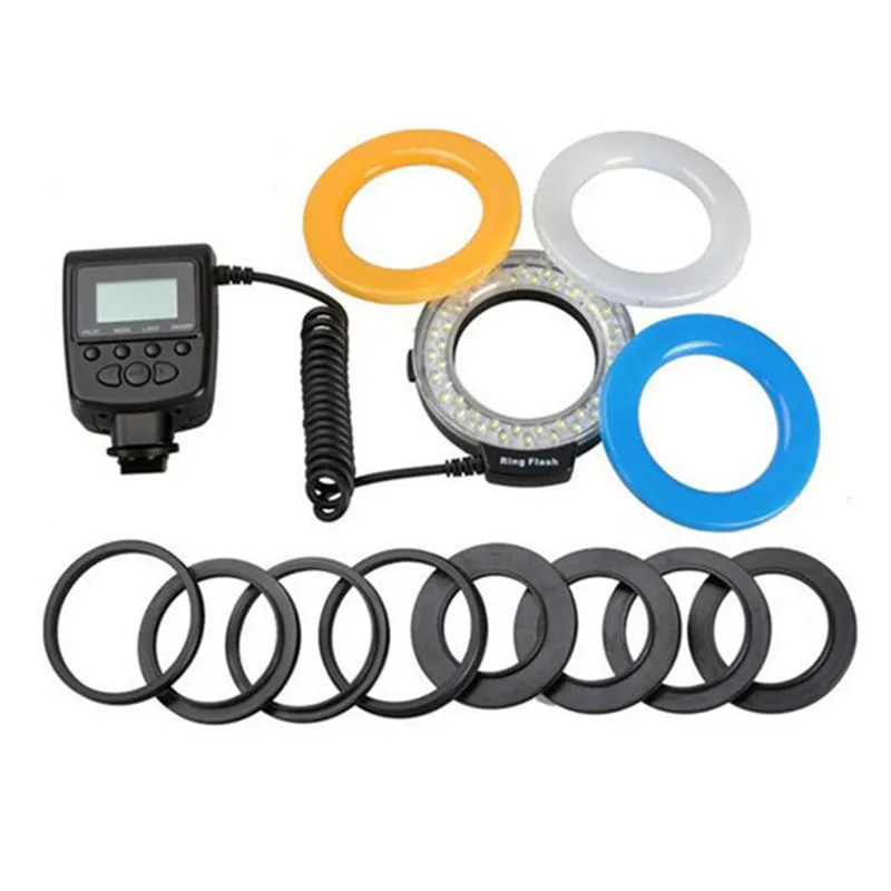 

Tycipy LED HD-130 Ring Flash Bundle Light External Flash 8 Adapter Ring for Nikon Canon Olympus Fujifilm Sony DSLR Cameras
