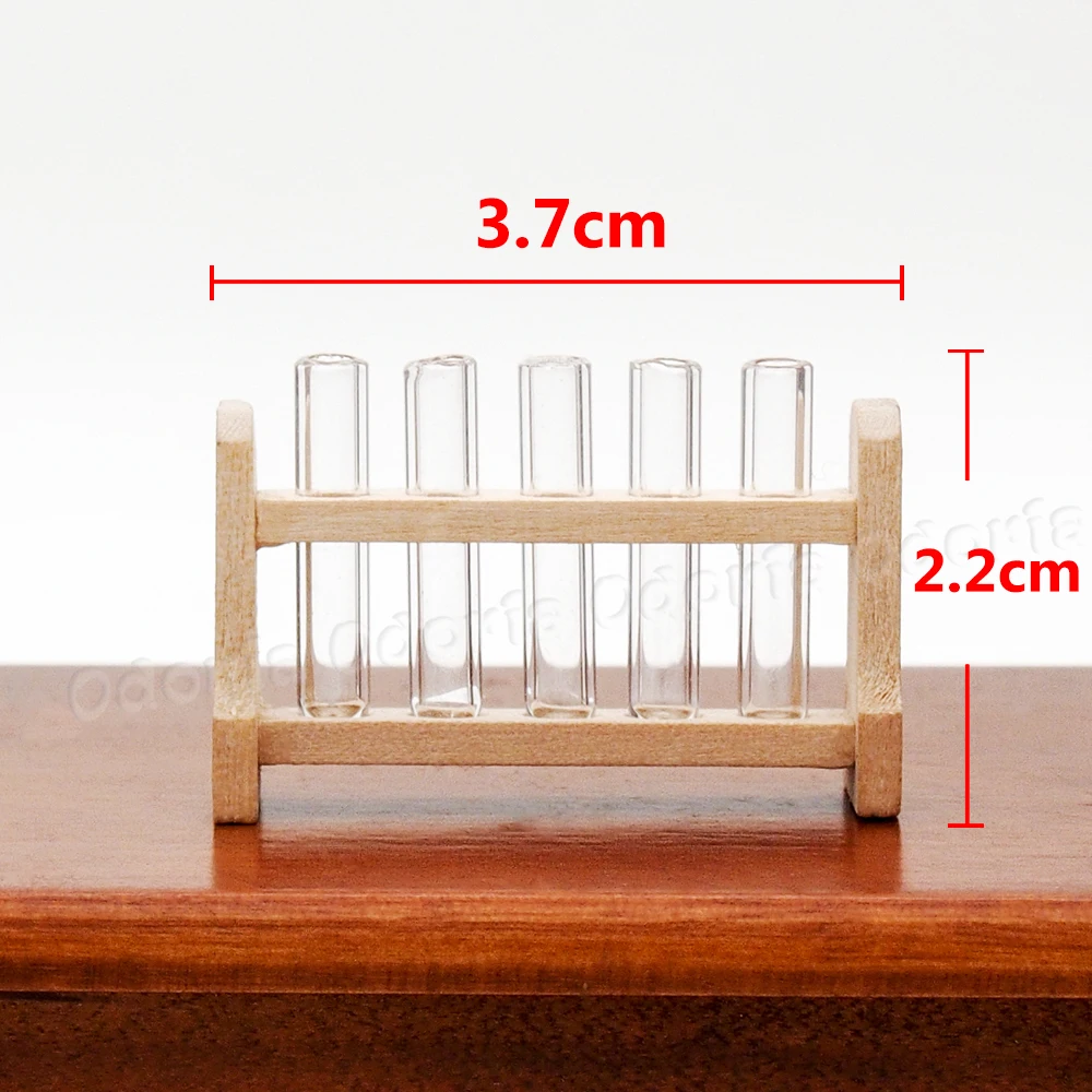 Odoria 1:12 миниатюрная лабораторная пробирка с деревянной стойкой кукольный домик для чтения лабораторные аксессуары