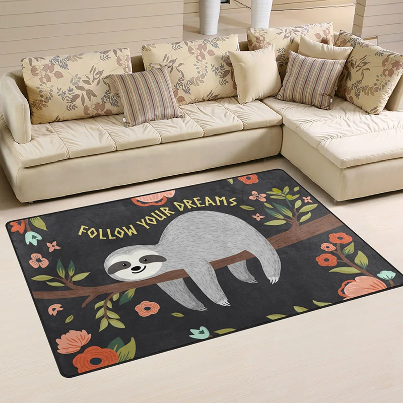 Ormis Lovely Baby Sloth Pattern Area Rug,Modern Flannel Microfiber Non-Slip Floor Mat Carpet,5'x7' Ormis Lovely Baby Sloth Pattern Area Rug,Modern Flannel Microfiber Non-Slip Floor Mat Carpet,5'x7'