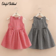 Красивое Летнее платье принцессы в мелкую клетку для маленьких девочек вечерние пышные платья vestido infantil одежда для девочки