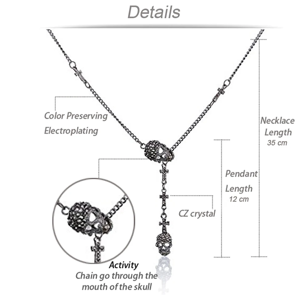 35 см Череп Подвеска-крестик со стразами ожерелье готическое длинное ожерелье s для женщин хип-хоп аксессуары в стиле панк ювелирные изделия Прямая поставка поставщиков