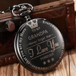Для моего дедушки я люблю тебя навсегда кварцевые карманные часы для мужчин женщин Подвеска-ожерелье Черный Fob цепи Best подарок 2019