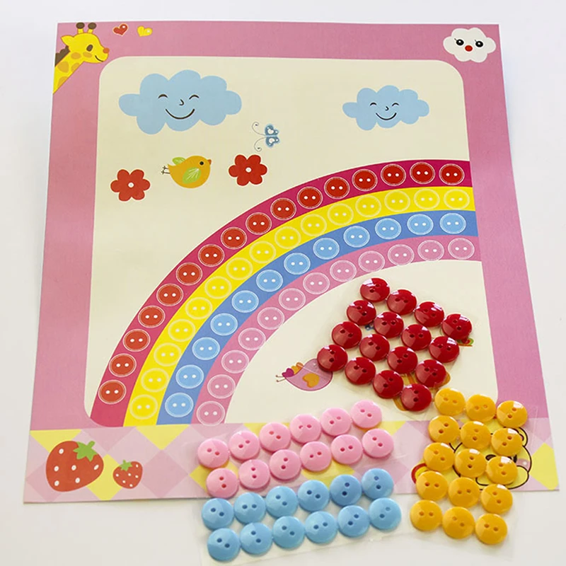 Один кусок детей ремесло игрушки кнопки наклейки-Пазлы ручной работы Дети DIY игрушки подарок 22*19 см случайный цвет