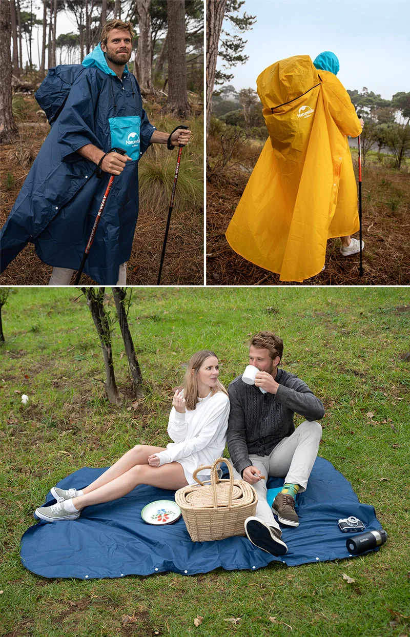 Портативный дождевик Naturehike для взрослых, многоразовые дождевики с капюшоном и рукавами, легкий походный складной дождевик