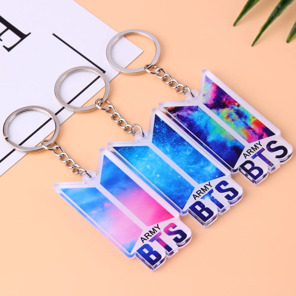 

New KPOP BTS Album Love Yourself Bangtan Boys Keychain Acrylic Pendant Key Ring