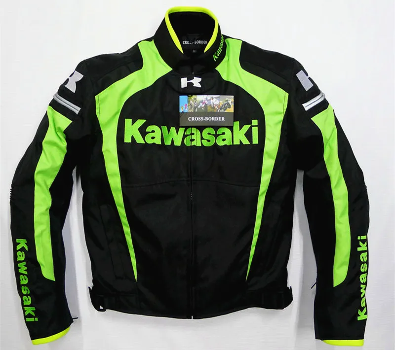 Street Motorcycle Racing Team for KAWASAKI Jacket Riding with Protectors Black Green Clothing