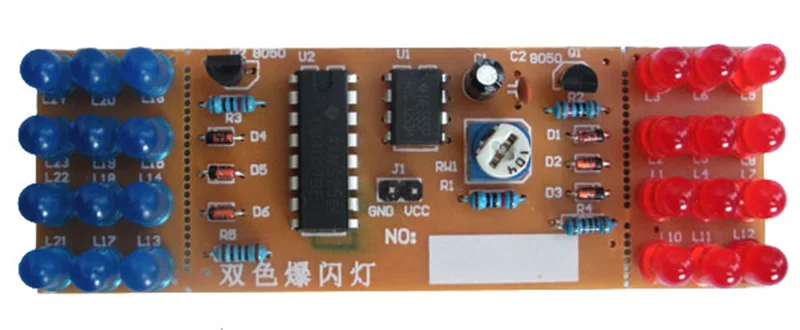 Limeisi красные синие двойной Цвет мигалками DIY Kit мерцающий NE555 + CD4017 электронный