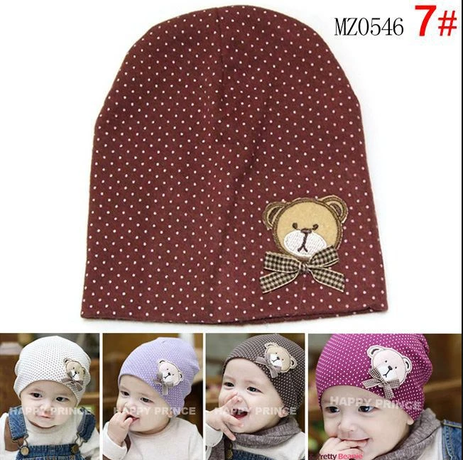 1 шт., Милая зимняя и осенняя вязаная крючком теплая хлопковая шапочка для новорожденных, шапка для маленьких девочек и мальчиков, детская одежда с медведем, T244-3