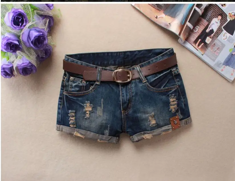 Summer Denim Shorts For Women Sexy Mini Shorts Women'S Rivet Holes Jeans Low Waist Shorts Without Belt Ripped Denim Short J2305