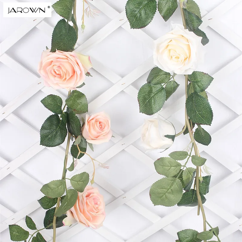 JAROWN Artificial Rose Flower Vines Simulation Decorative Artificial Flowers For Wedding Home Garden Decoration Accessory