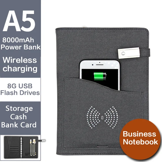 new arrival wireless charging notebook a5 schedule book binder