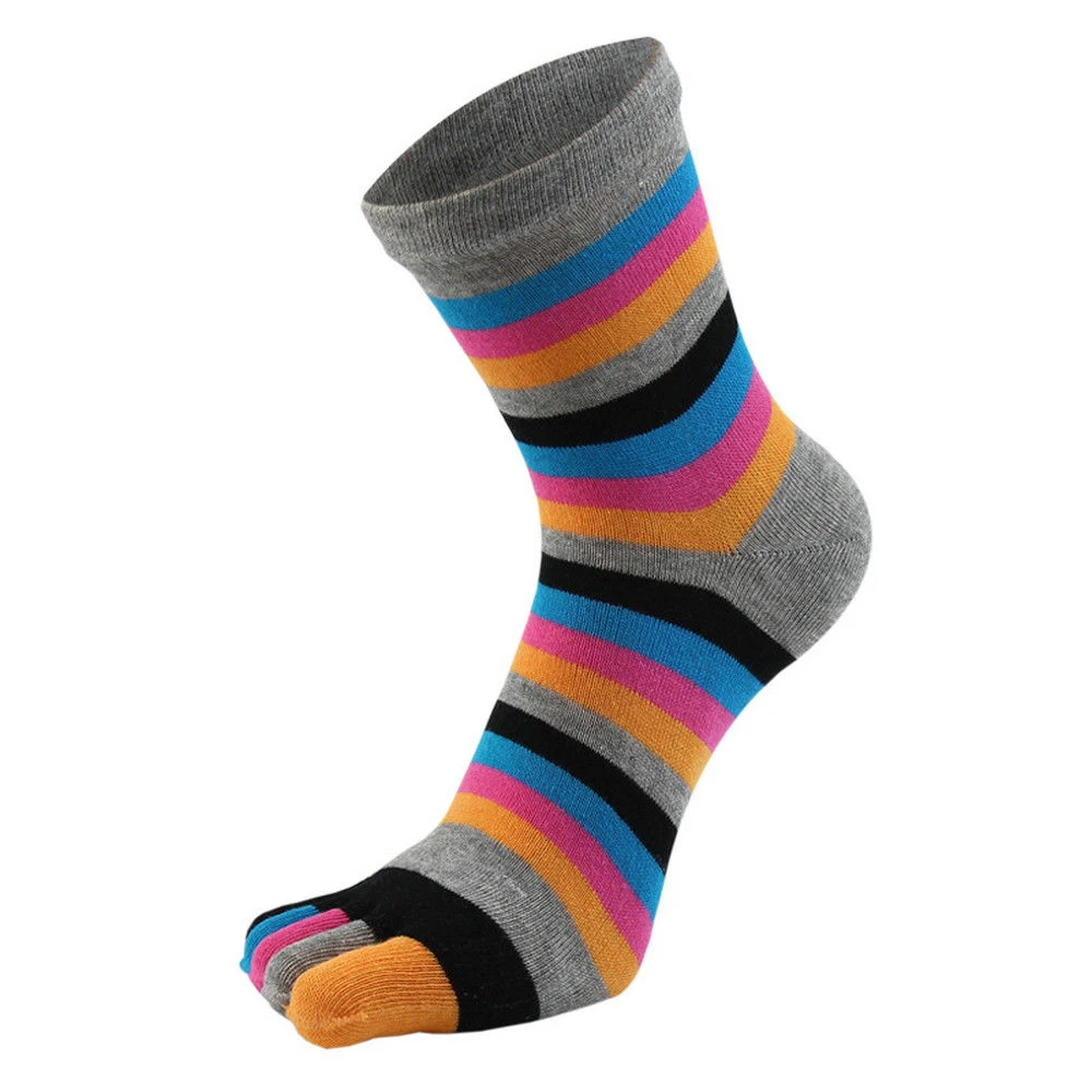 1 пара, модные милые женские полосатые носки с отдельными пятью пальцами ног, цветные носки, теплые зимние забавные Повседневные носки - Цвет: grey