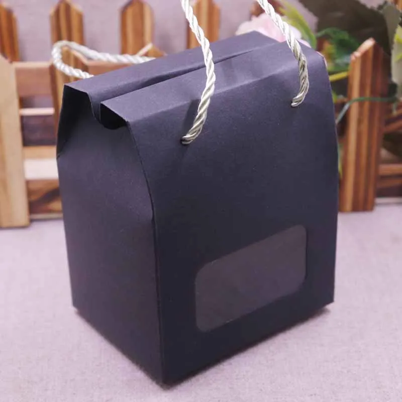 20pcs бумажная прозрачная прямоугольная коробка для окна многоцветная бумажная коробка для конфет коробки с ручкой закуски печенье шоколад подарки коробка для свадьбы - Цвет: box same as pic