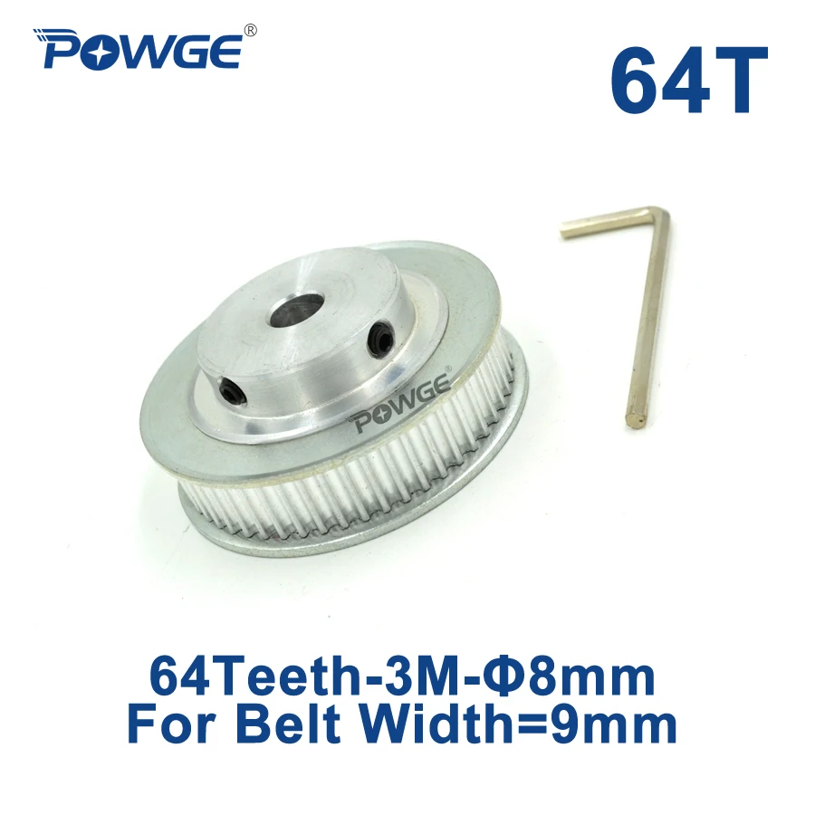 

POWGE Arc 64 Teeth 3M Timing Pulley Bore 8mm for Width 9mm HTD 3M Synchronous belt HTD3M pulley Belts gear Wheel 64T 64Teeth