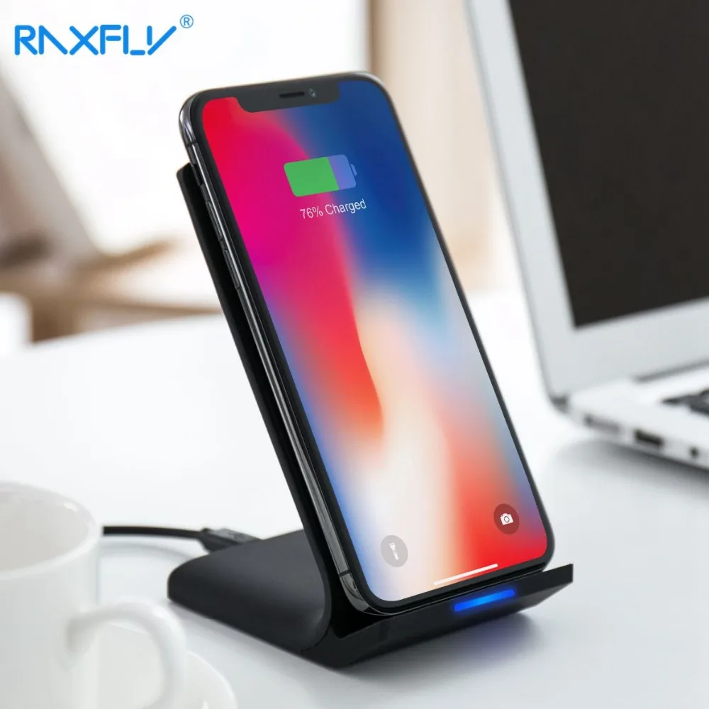 

RAXFLY 10W QI Wireless Charger For iPhone X 8 8Plus Fast Wireless Charging Dock For Samsung Galaxy S8 S8 Plus Note 8 USB Charger