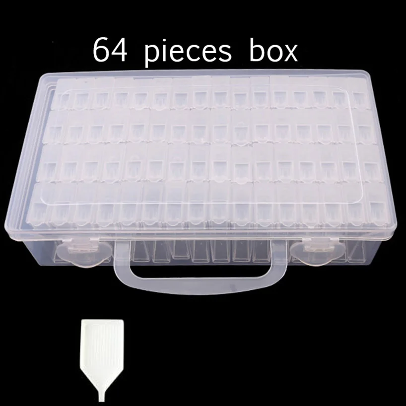 

Life Essential 64PCS Storage Box Adjustable Plastic Case for diamont painting Bead Rings Jewelry Embroidery Display Organizer