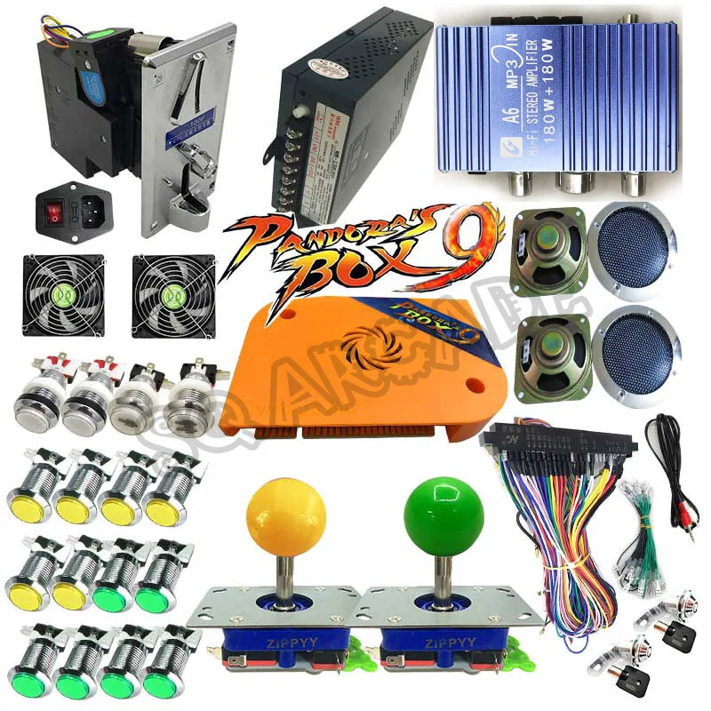 Pandora Box 9 1500 games DIY Arcade Bundles Kits Parts With Power Supply Jamma Harness Joystick led Push Button Coin Selector Pandora Box 9 1500 games DIY Arcade Bundles Kits Parts With Power Supply Jamma Harness Joystick led Push Button Coin Selector