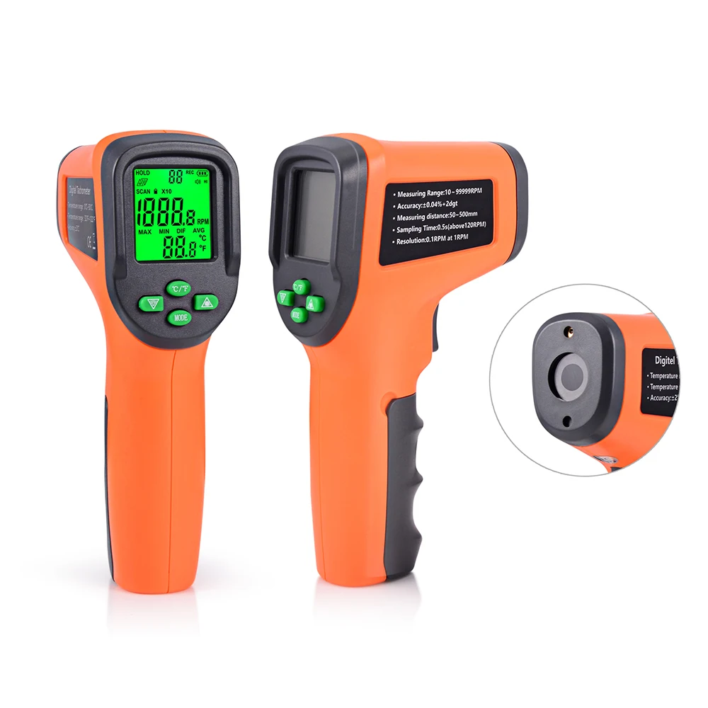 FOSHIO Tachometer 10 99999 RPM Meter Digital Laser Gauges Non contact