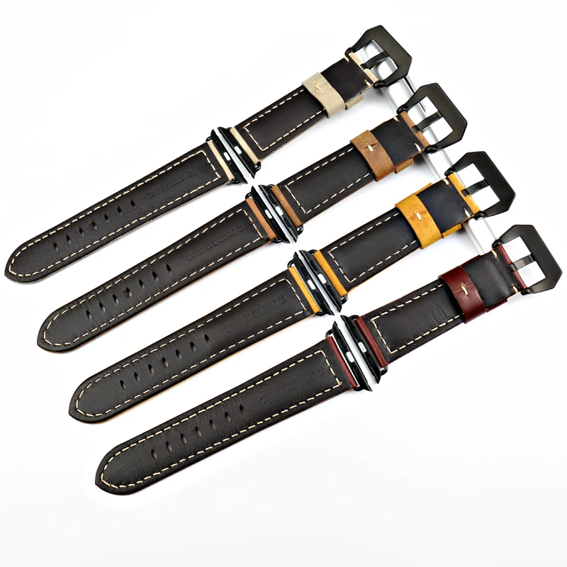 Ремешок MAIKES из натуральной кожи для Apple Watch браслет iWatch и 44 мм 40 Series 1 / 2 3/4 42 38