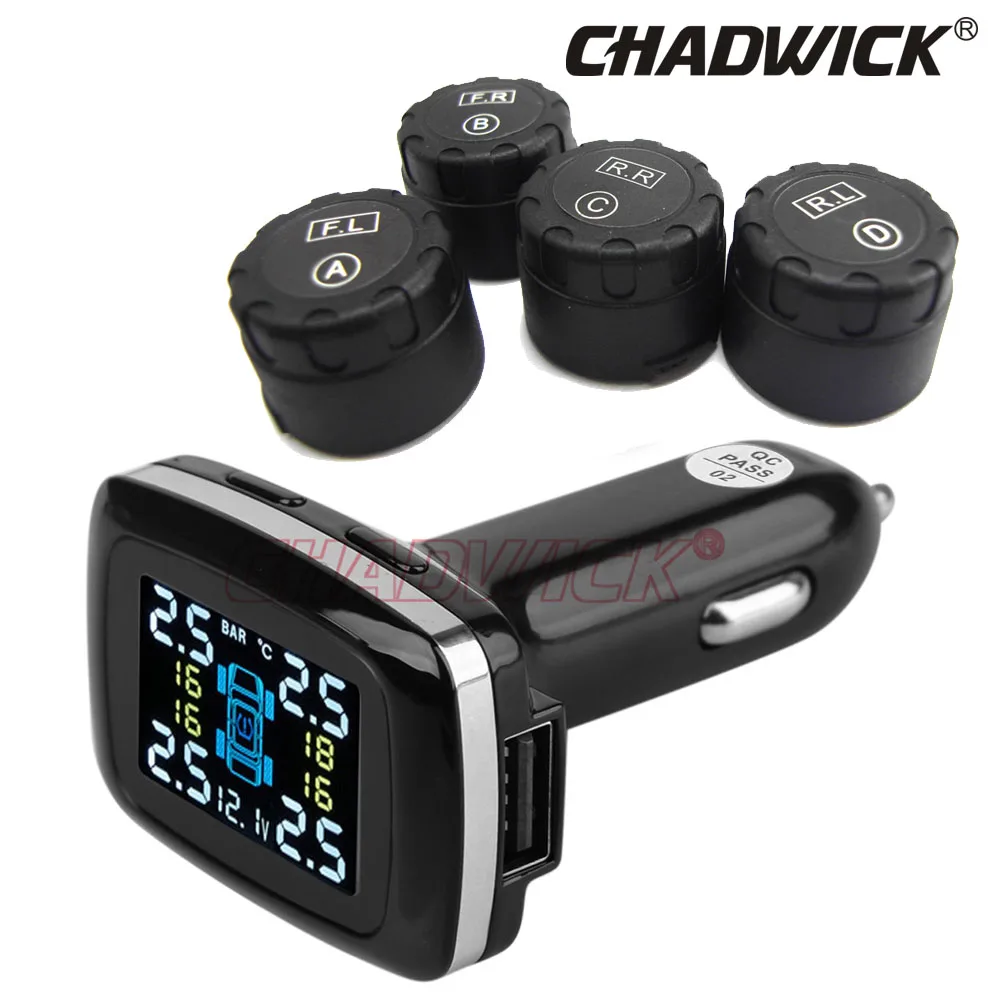 

Digital LCD Display auto Car TPMS Tire Pressure Monitoring System cigarette lighter Auto Security Alarm Systems CHADWICK TP620W