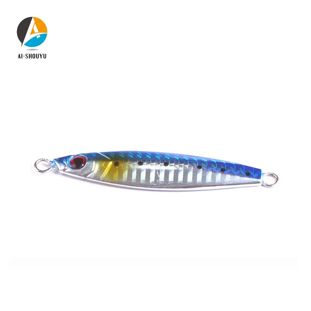 AI-SHOUYU металлическая Лазерная железная пластина для джиггера 30 г металлическая ложка для джиггера 3D глаза Искусственные приманки, острые рыболовные приманки для лодки