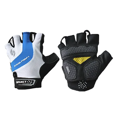 Перчатки для велоспорта, перчатки для велосипеда с полупальцами, перчатки для гонок и велоспорта, противоскользящий гель, дышащие короткие велосипедные перчатки - Цвет: Rongyan Blue