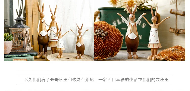 Статуэтки кролика из смолы, винтажная статуя кроликов, Свадебный домашний декор, ремесла, украшения для комнаты, фигурки животных из смолы