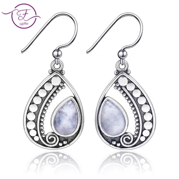 

2019 New Listing 6X9MM Drop-Shaped Natural Moonstone 925 Sterling Silver Pendant EarringsWomenFashion Wedding Party Jewelry