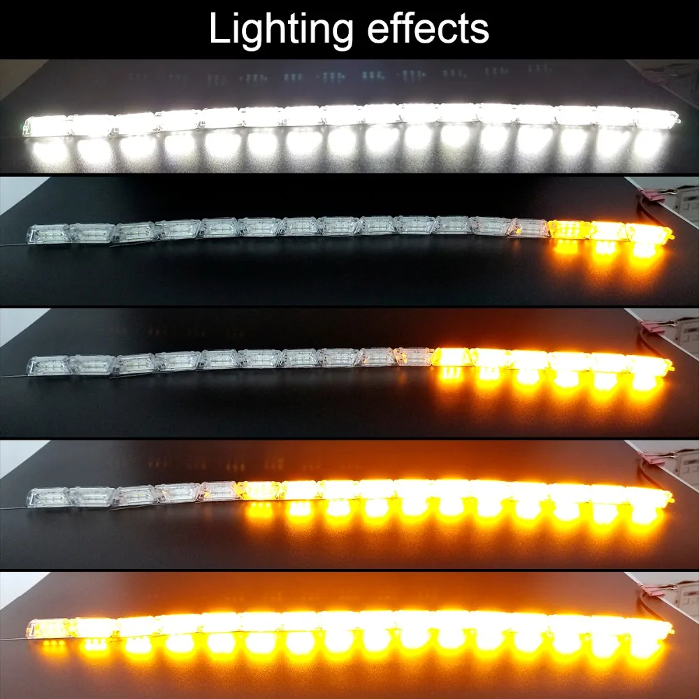 

Headlight Flasher Color DRL flowing Turn Signal Flexible White/Amber Switchback LED Knight Rider Strip Light Car Styling