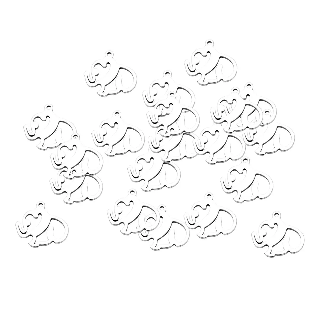 20-Pack Stainless Steel Pendants Elephant Shapes Charms for DIY Jewelry Making Necklaces Bracelets Earrings Accessories