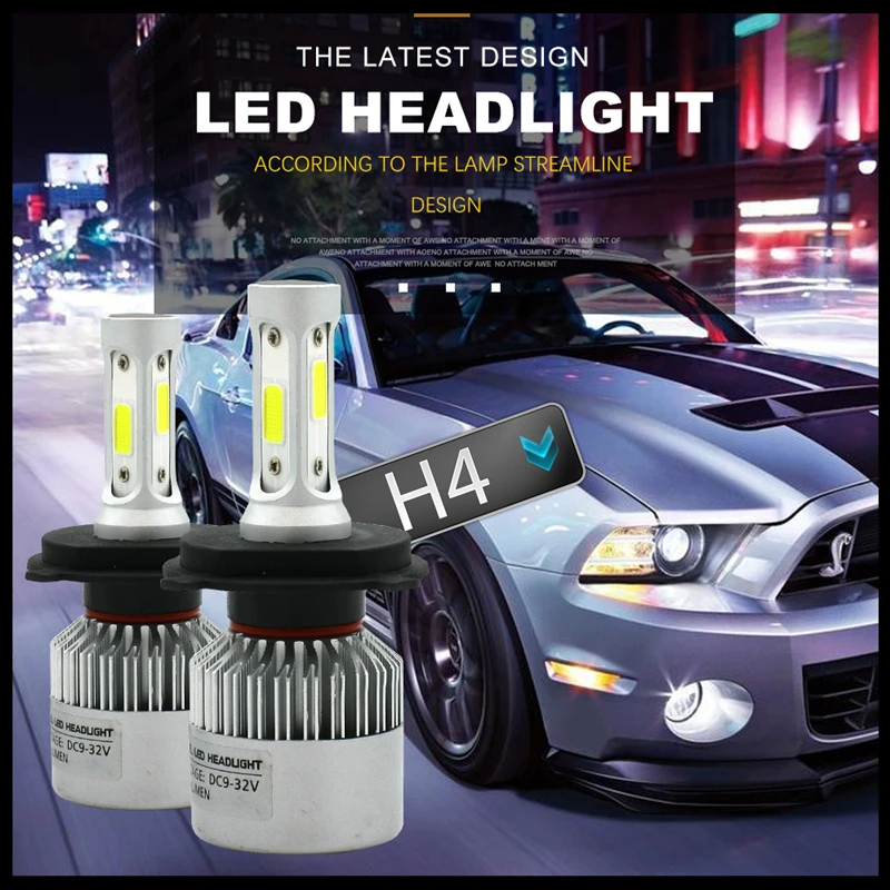

JGAUT 2018 H4 H7 S2 LED COB Car Headlight H1 H3 H11 H13 H27 9004 HB3 9006 HB4 9007 Bulb Lights Lamps KIT HID replace Fog Lamps