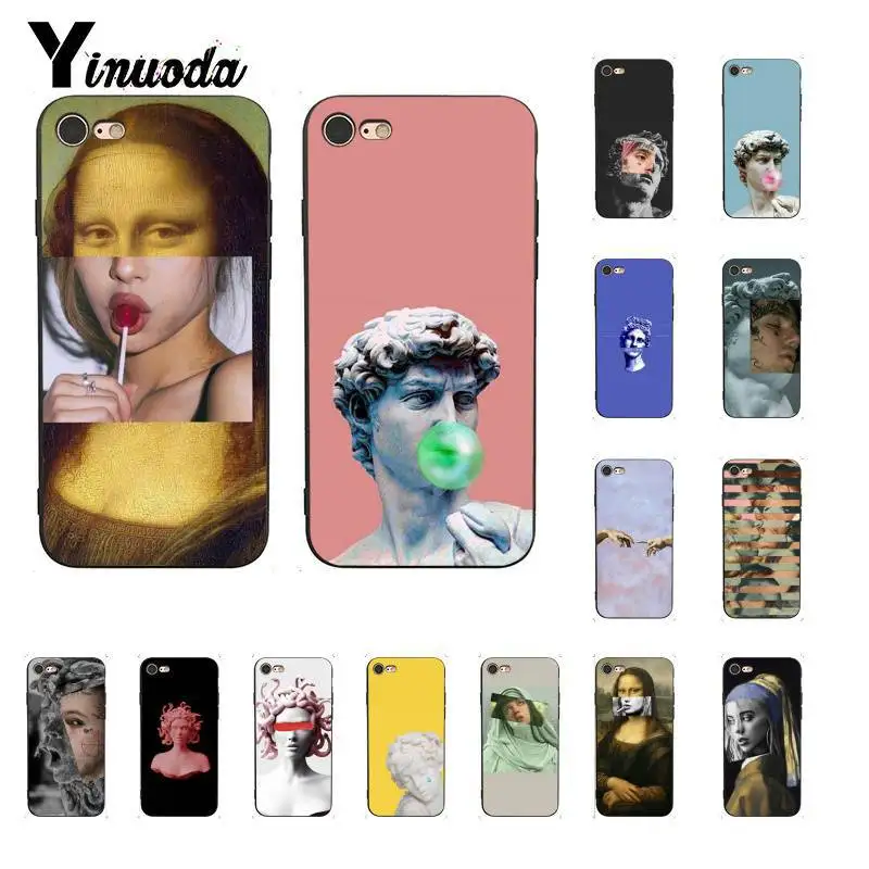 

Yinuoda Mona Lisa Art David lines Soft black Phone Case for iPhone 6S 6plus 7 7plus 8 8Plus X Xs MAX 5 5S XR 11 11pro 11promax