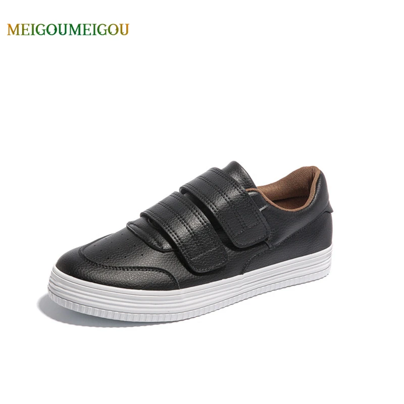 

MEIGOUMEIGOU Autumn New Arrival Solid Vulcanize Shoes Men Convenience Hook & Loop Men Casual Shoes Flat Breathable Shoes Men