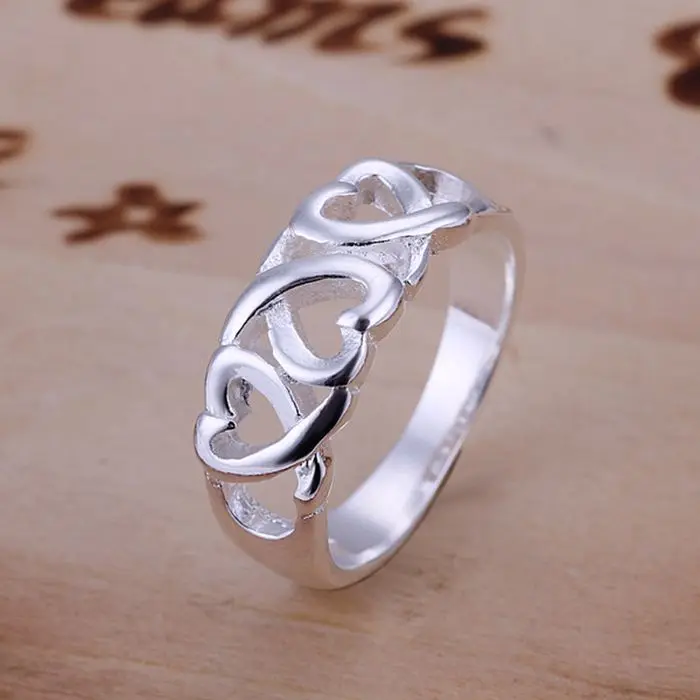 

925 jewelry silver plated Ring Fine Fashion Three Kelp Ring Women&Men Gift Silver Jewelry Finger Rings SMTR090