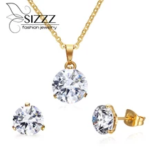Women jewelry set with cz diamonds african necklace and earrings wedding engagement jewelry set