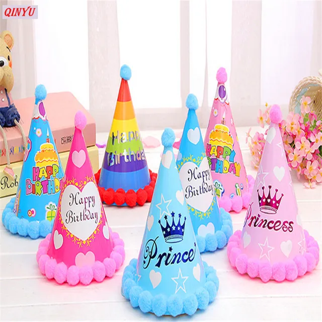 1pcs Cute Birthday Hat Party Cone Hats Girls Hat First Birthday