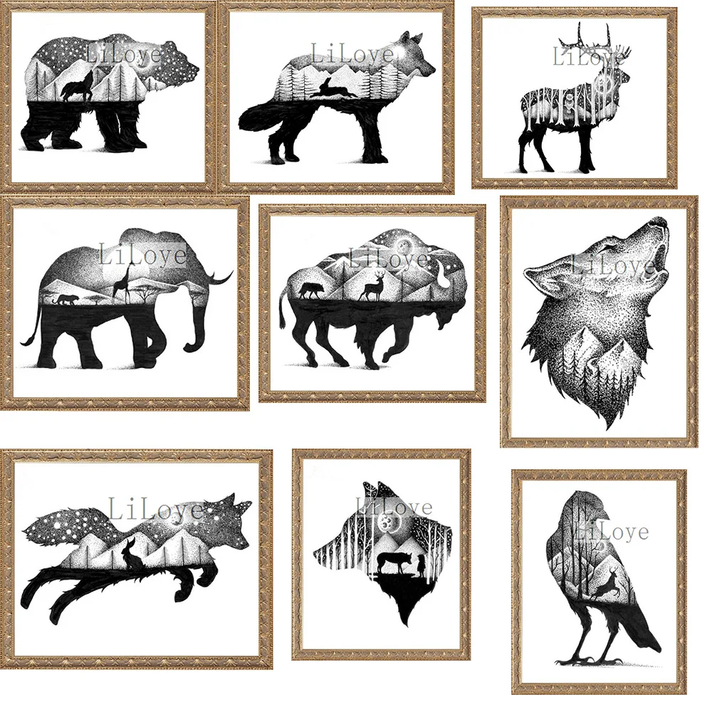 

5D DIY Diamond Painting Cross Stitch Diamond Mosaic Diamond Embroidery New Style Black Animals Wolf Birds decor Painting QW658